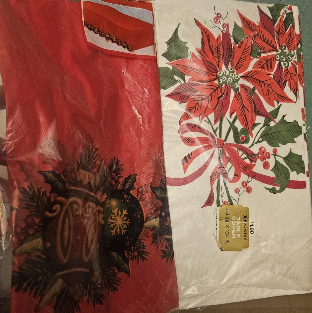2 Vintage HOLIDAY Tablecloths